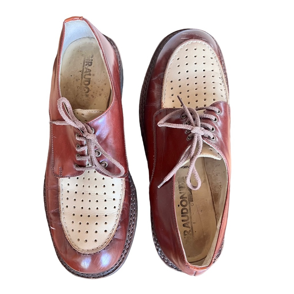 Giraudon Vintage Leather Chunky Shoe Handmade Brown Size 40/ 9 US W.